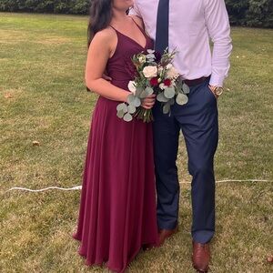 David's Bridal Burgundy Maxi Dress